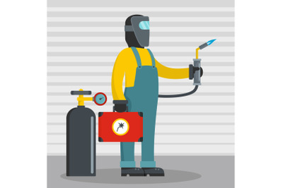 Working welder icon, flat style