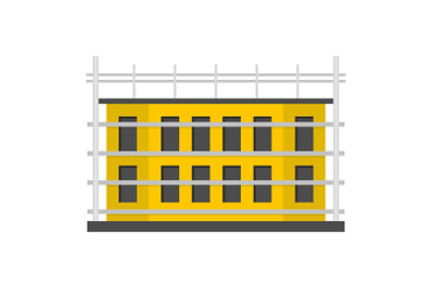 School construction icon, flat style