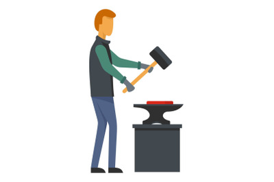 Man blacksmith icon, flat style