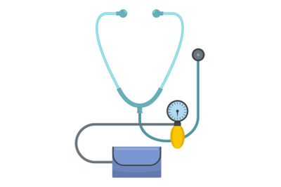 Stethoscope and tonometer icon, flat style