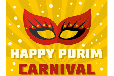 Happy purim logo, flat style