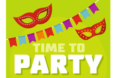 Time to party logo, flat style