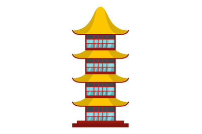 Asian temple icon, flat style