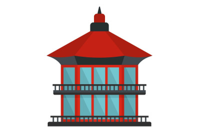 Chinese temple icon, flat style