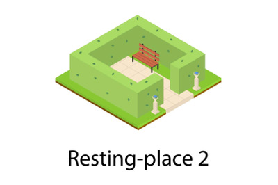 Resting place icon, isometric style