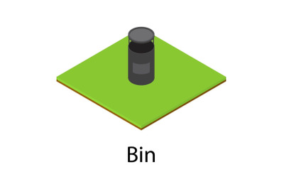 Bin icon, isometric style