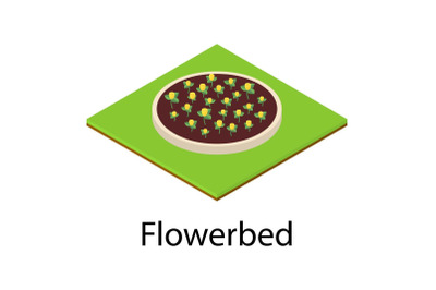 Flowerbed icon, isometric style