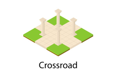 Crossroad icon, isometric style