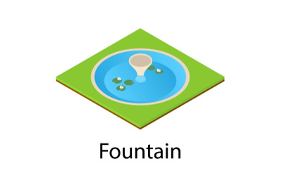 Park fountain icon, isometric style