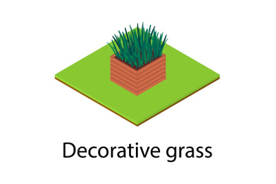 Decorative grass icon, isometric style