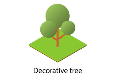 Decorative tree icon, isometric style