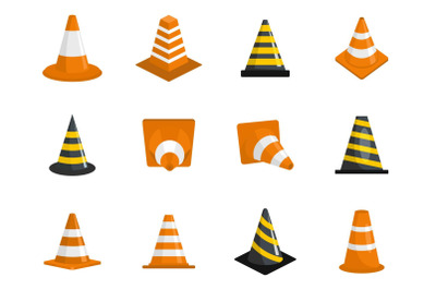 Traffic cone icons set vector isolated