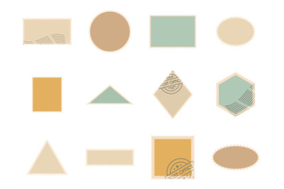 Postage stamp icons set vector isolated