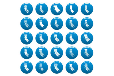 Socks textile icons set vetor blue