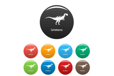 Carnotaurus icons set color vector