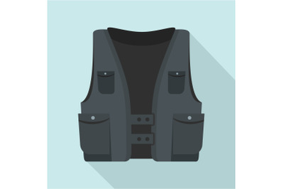 Pocket vest icon, flat style