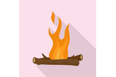 Camp fire icon, flat style