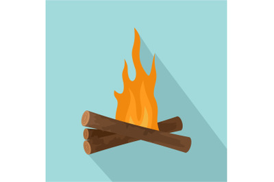 Start fire camp icon, flat style
