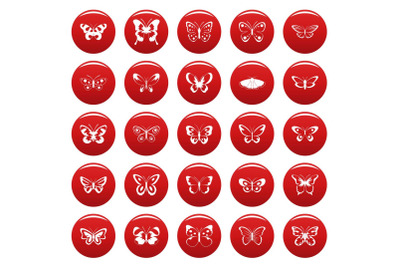 Butterfly icons set vetor red