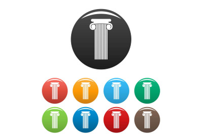 Roman column icons set color vector
