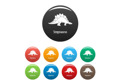 Stegosaurus icons set color vector