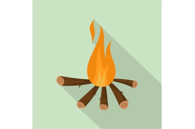 Camping fire icon, flat style