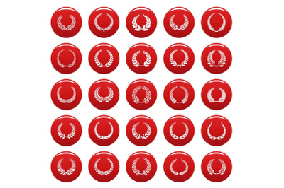 Laurel wreath icons set vetor red