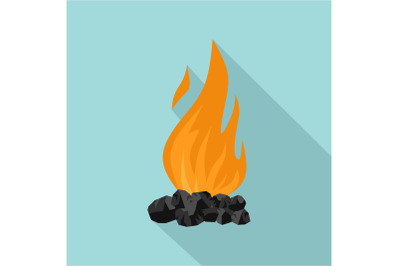 Coal fire icon, flat style