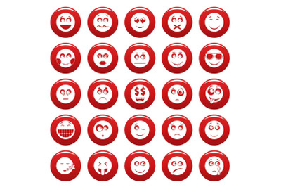 Smile icon set vetor red