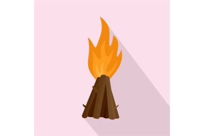 Tepee fire icon, flat style