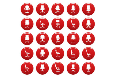 Office chair icons set vetor red