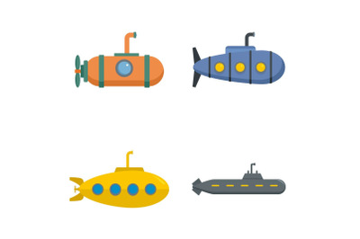 Periscope submarine telescope icons set vector isolated