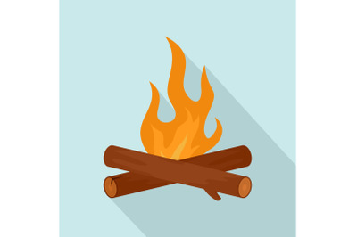 Simple camp fire icon, flat style