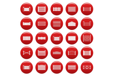 Fence icons set vetor red