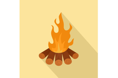 Forest fire icon, flat style