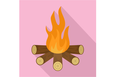 Star camp fire icon, flat style