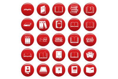 Book icons set vetor red