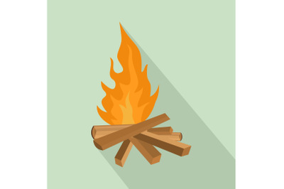 Small woods fire icon, flat style
