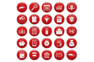 Taxes icons set vetor red