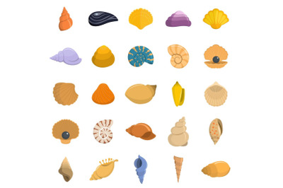 Sea shell icons set vector isolated