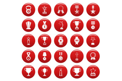 Medal award icon set vetor red