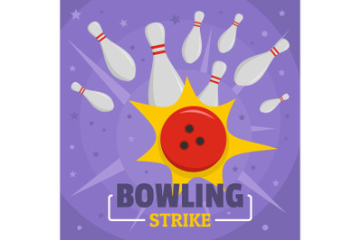 Bowling strike icon, flat style