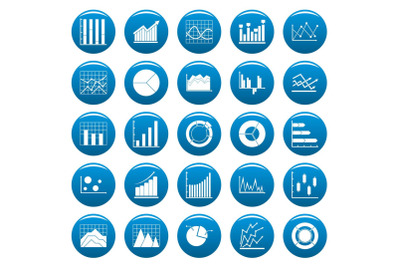Chart diagram icon set vetor blue