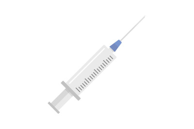 Clinical syringe icon, flat style