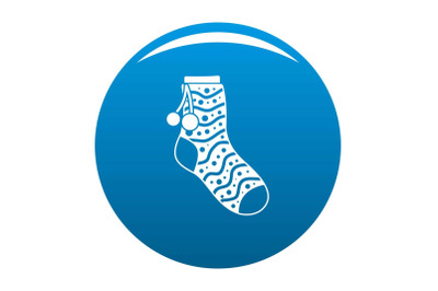 Sock with pompon icon vector blue