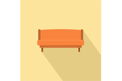 Orange small sofa icon, flat style