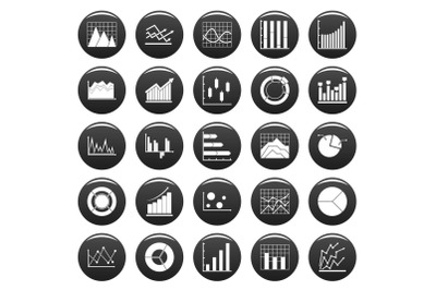 Chart diagram icon set vetor black