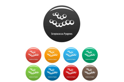 Streptococcus pyogenes icons set color vector