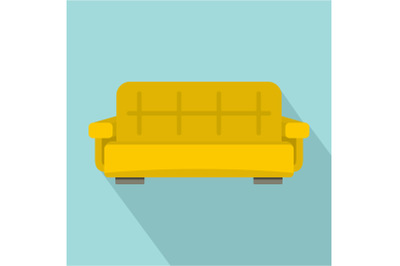 Yellow sofa icon, flat style
