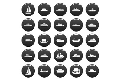 Boat icons set vetor black